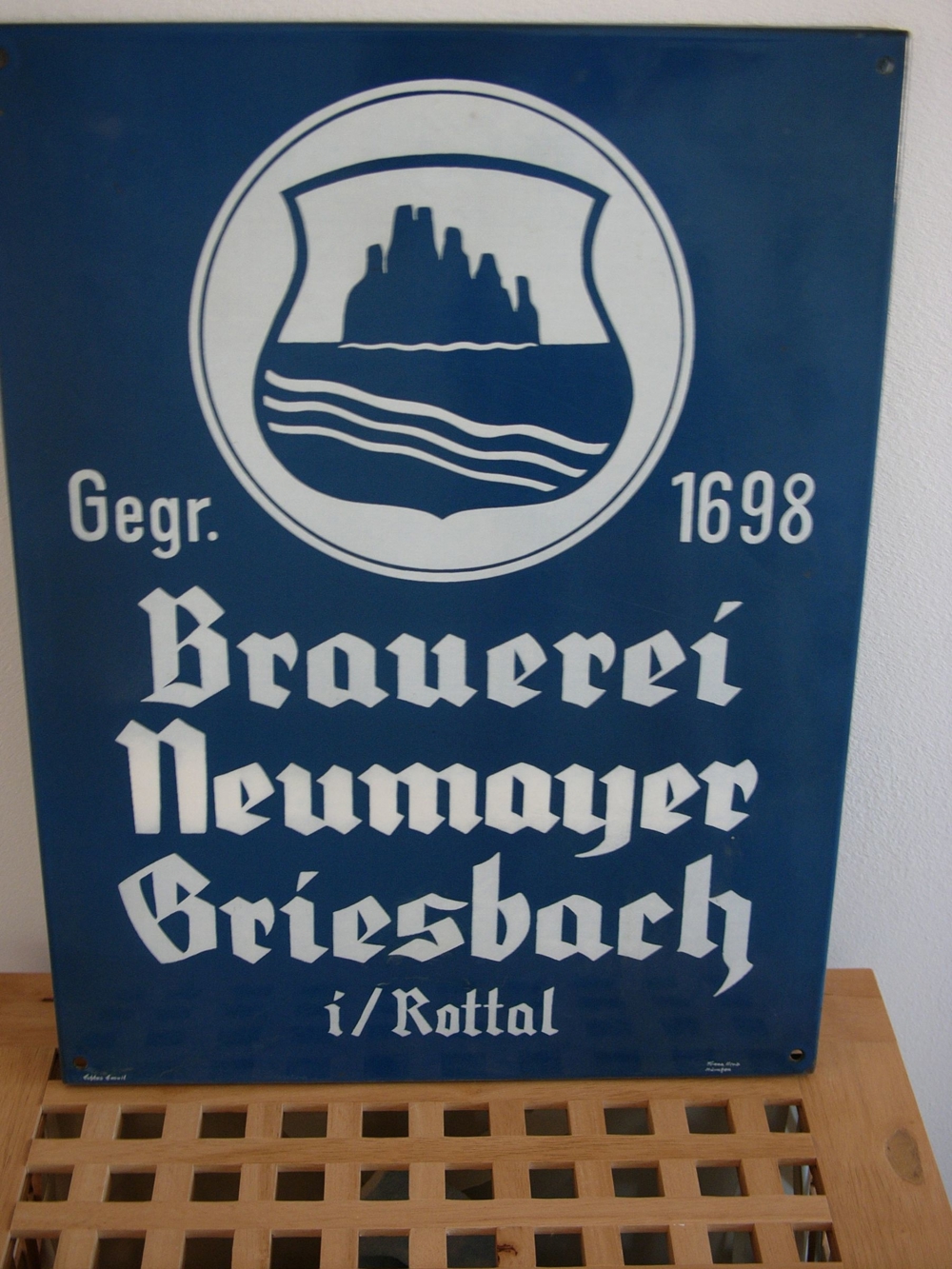 Altes Emaille Schild 50er Jahre Brauerei Neumayer Griesbach