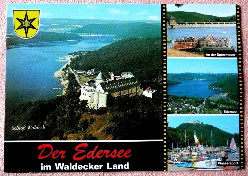 Ansichtskarte Edersee mit Blick auf Schloß Waldeck