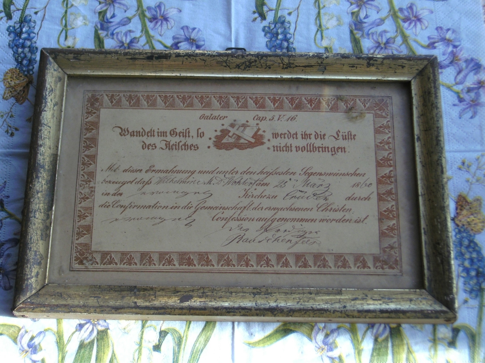 Confirmations-Urkunde 1860