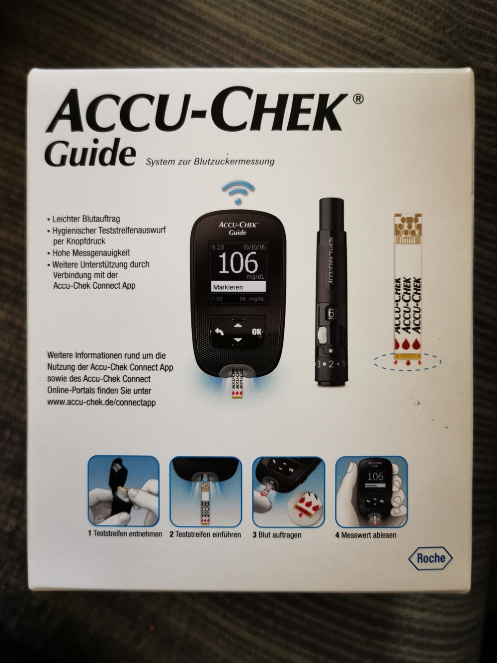 Neu und OVP! Accu-Chek Guide Diabetes Messgerät mit Stechhilfe und 10 Teststreifen