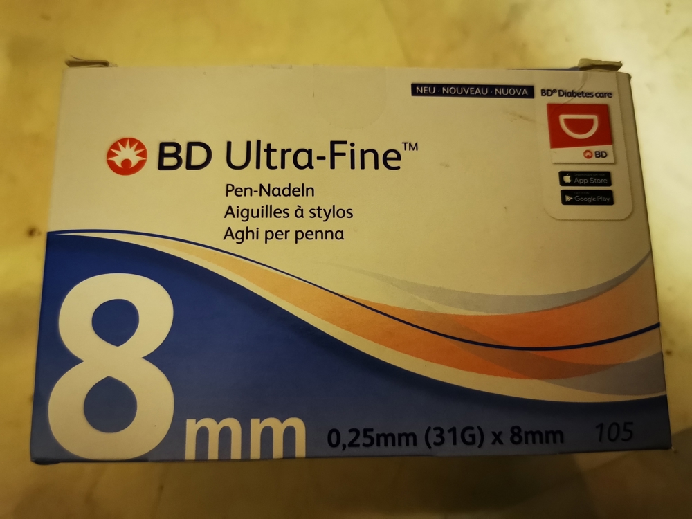 Neu! Diabetes. Pen-Nadeln von Fa. BD Ultra-Fine 8 mm 0,25 mm X 8 mm