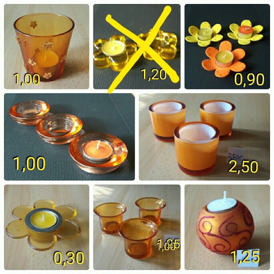 Kerzenhalter, Teelichthalter, orange gelb