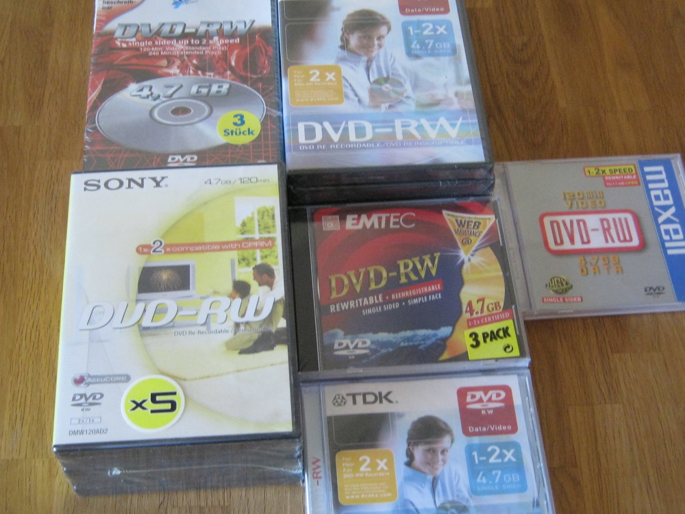 18 x DVD-RW RW+ Rohlinge 4,7GB - jeweils in DVD-BOX   CASE für 60-480 m.