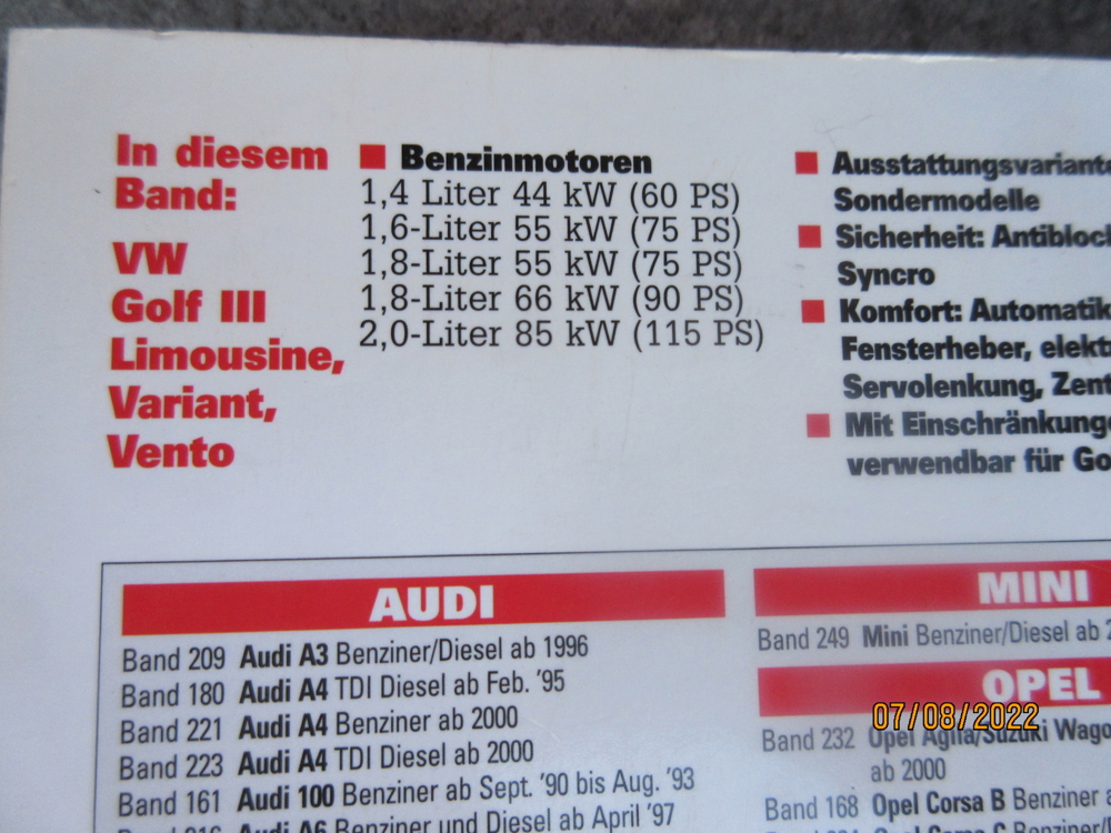 VW Golf III / Vento (Jetzt helfe ich mir selbst) Buch von Korp, Dieter 276 Seiten. (Taschenbuch, 8.