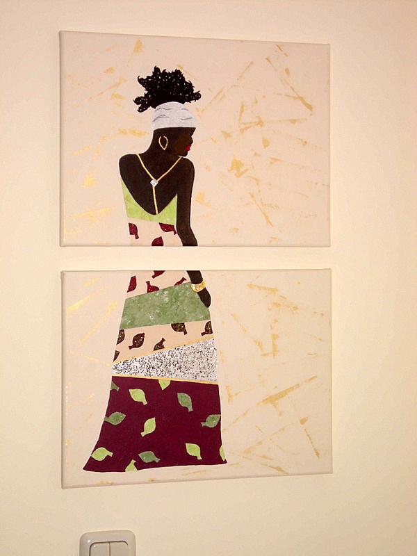 Acrylbild Afrikanerin Gemälde Bild handgemalt Afrika Kunst Leinwand Original neu modern