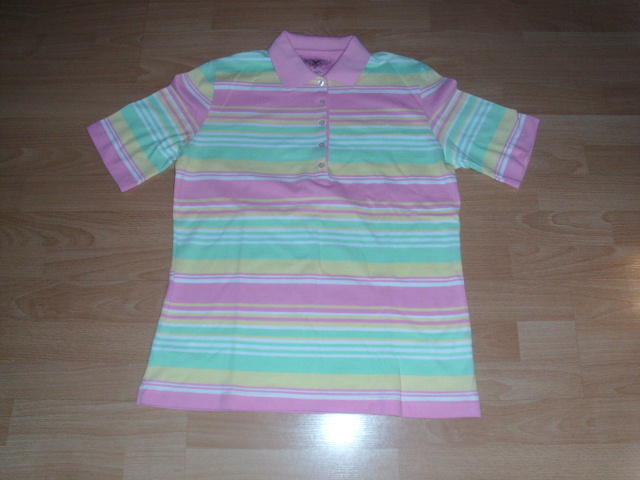 Poloshirt von Clarina, rosa geringelt, Gr. 42