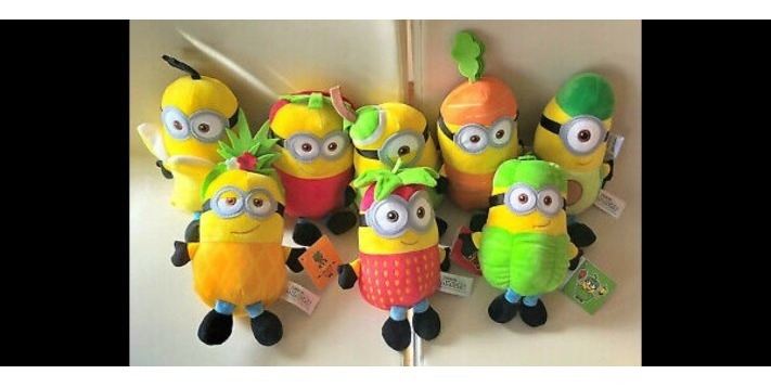 Neu! Minions Illumination alle 7 Plüschfiguren ohne Apple Carl