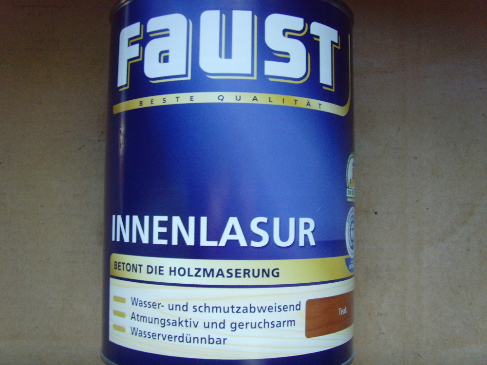 F770320E Faust, Innenlasur Teak, wasserverdünnbar 2,5 Liter Farbe