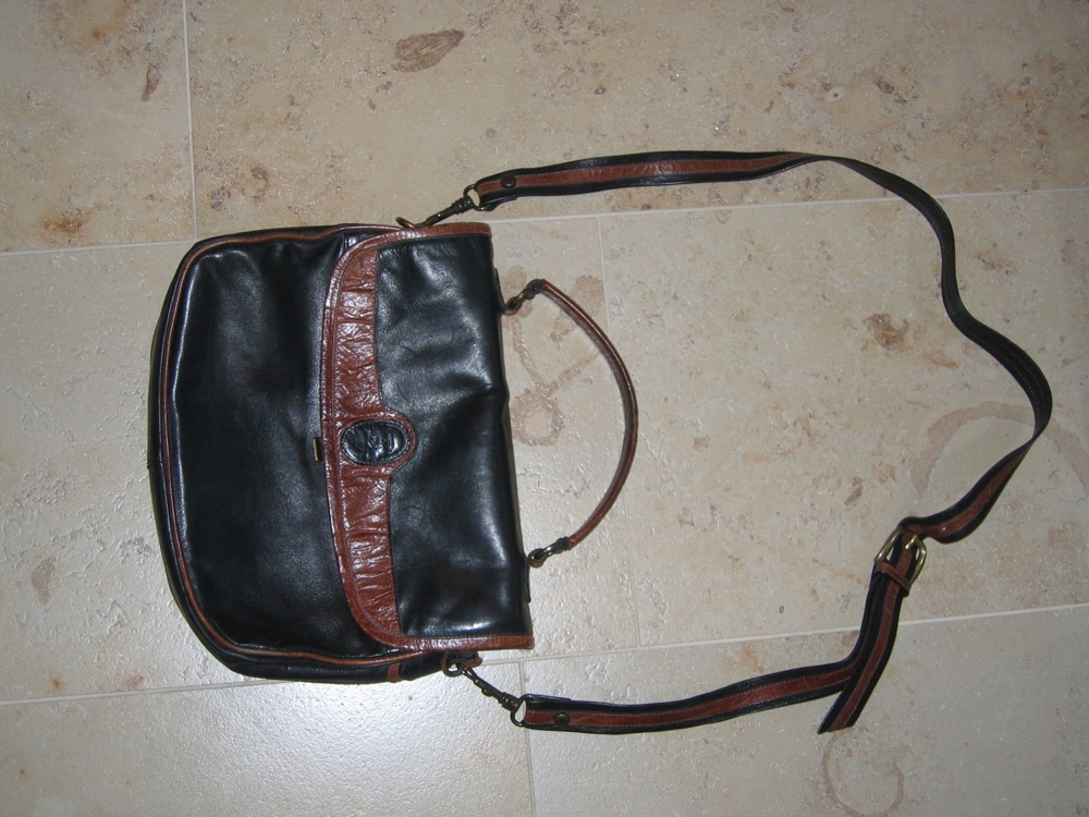 Damenhandtasche, schwarz mit braun