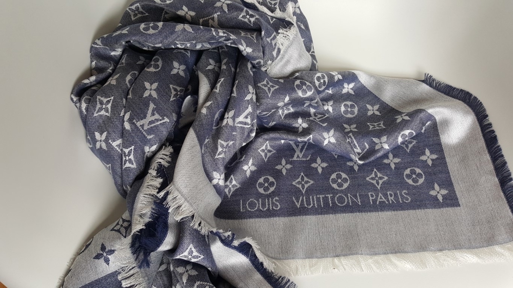 Louis Vuitton Tuch Schal Denim Blau Tücher Monogram LV
