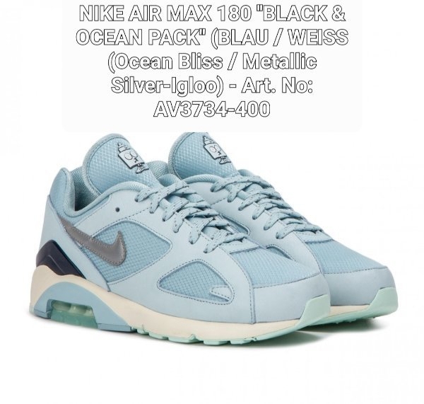 Nike air max 180 ''black & ocean pack'' eur 44,5