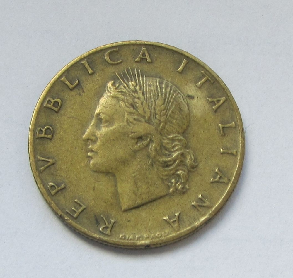 ITALIEN 20 Lire Münze 1958 VZ - ss. erhalten, seltene Ausgabe