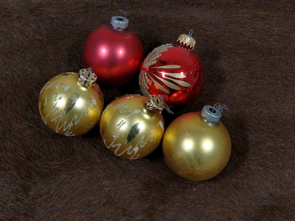 6 x Christbaumkugeln rot & gold Weihnachtsbaumkugeln Baumkugeln Christbaumschmuck Glaskugeln