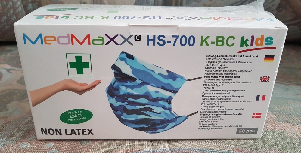 MedMaXX HS-700 3-lagige medizinische Kinder OP Maske Typ II 50 Stück TARNBLAU