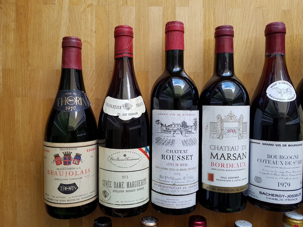 14 alte europäische Weine, Jahrg. 1970 - 1984