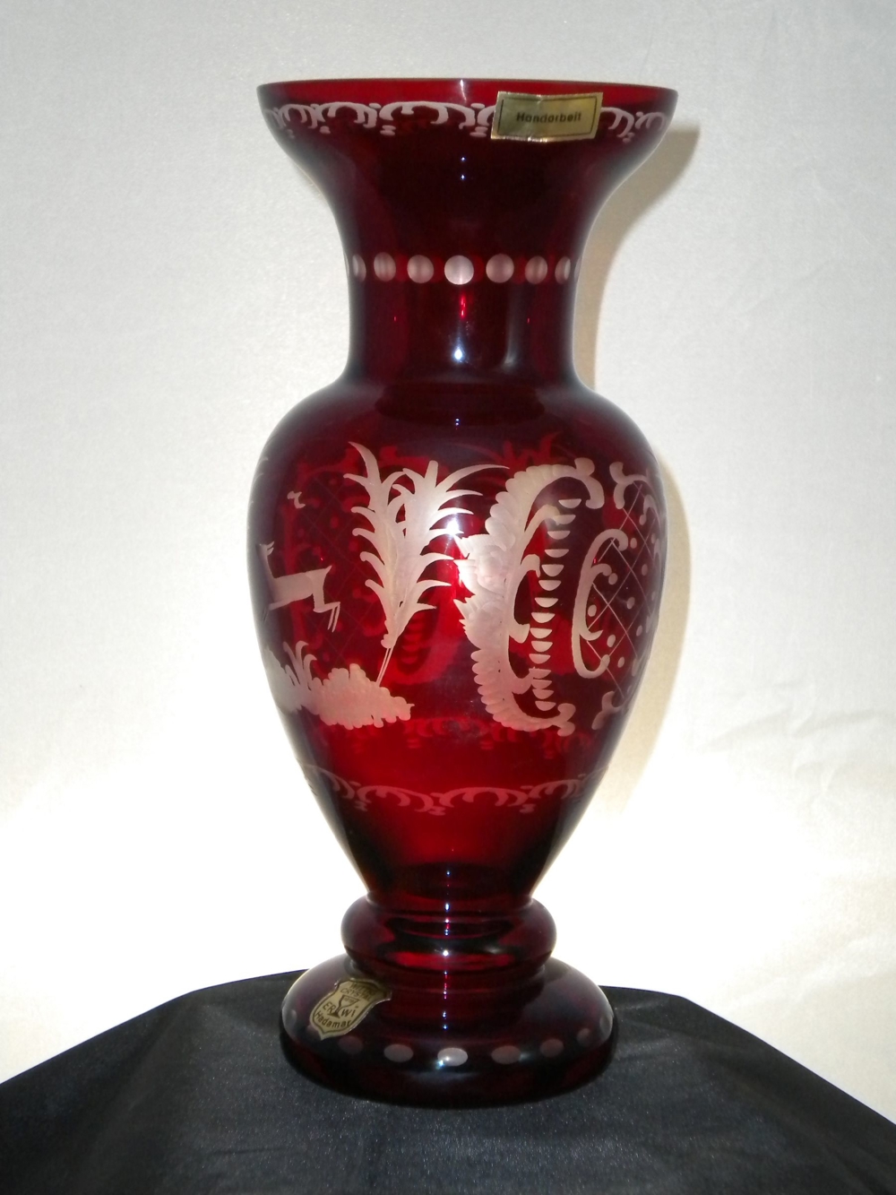 Große, sehr schöne Wittig Crystal ERWI Rubinglas Vase, Handarbeit