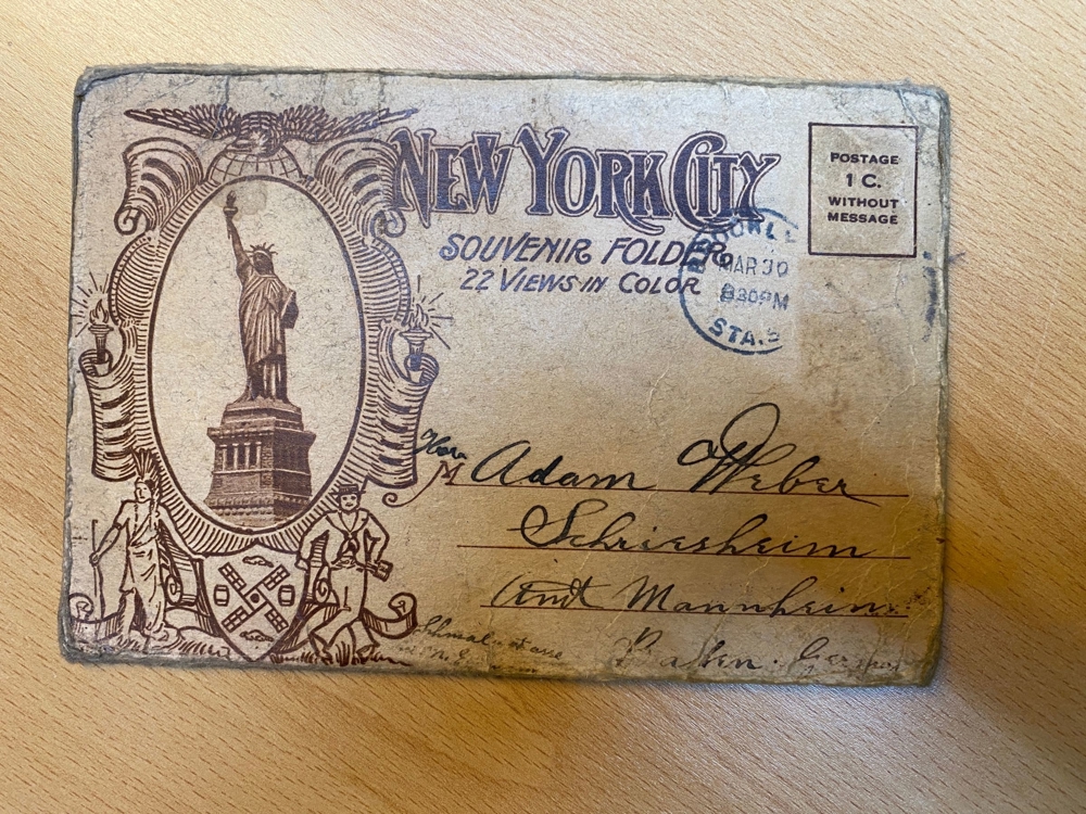 Postkarte New Yor City 1920er Jahre, tatsächlich verschickt