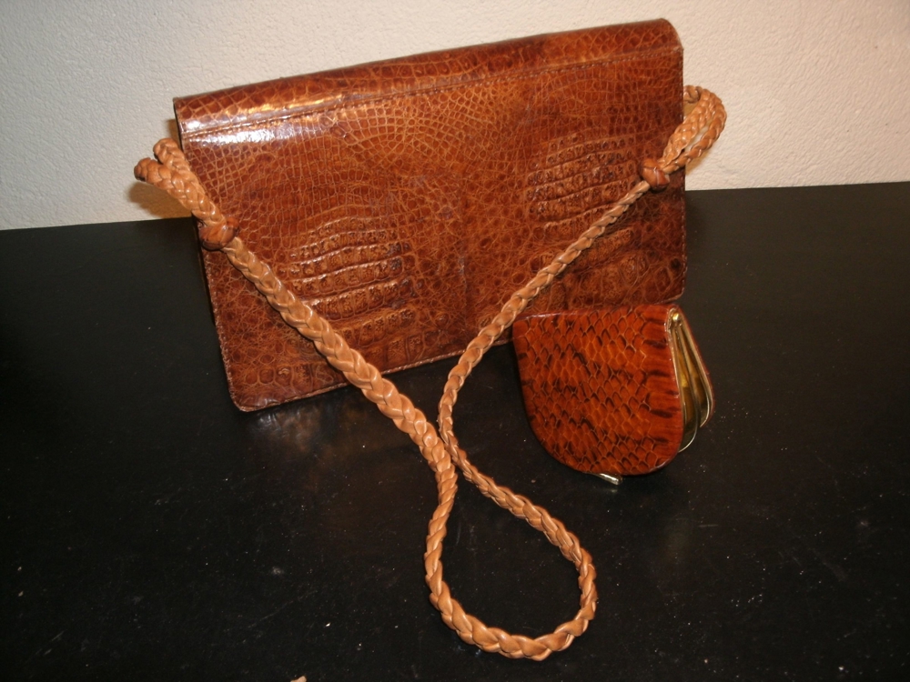Handtasche mit Geldbörse Kroko