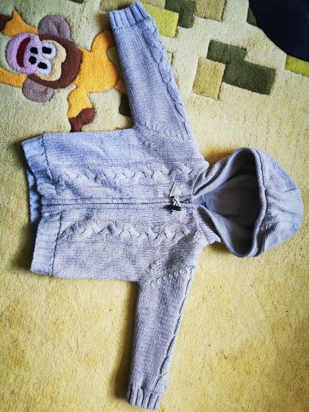 warmer Strickhoody Kinder Pulli grau, Gr. 86/92