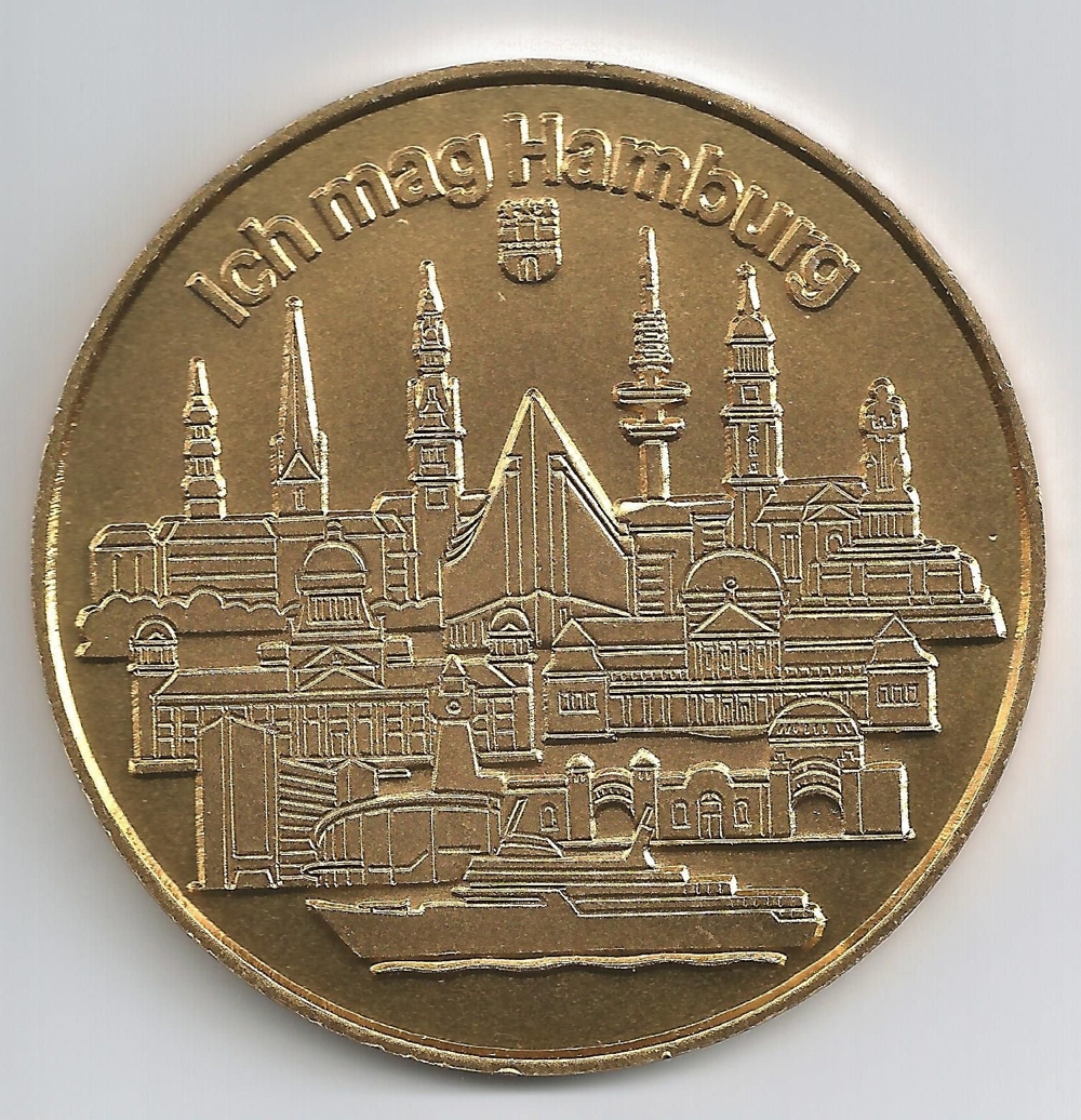 Medaillen Ich mag Hamburg vergoldet