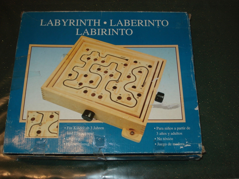 Holz-Labyrinth Geschicklichkeits-Spiel neuwertig