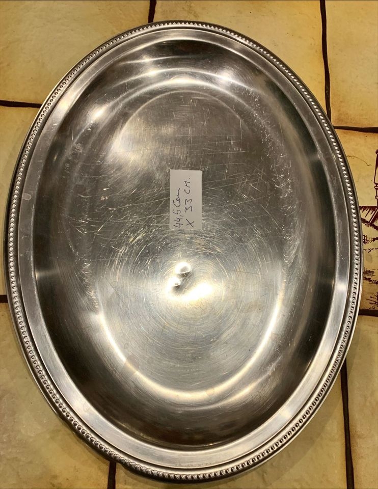 Gastronomie Tablett für Antipasti Oval aus Edelstahl Rostfrei masse in cm 44,