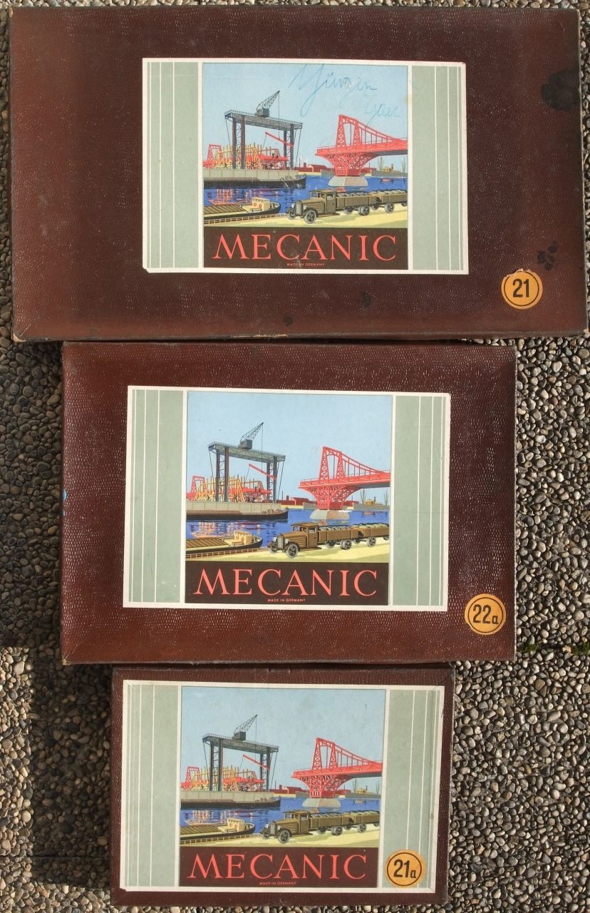 Drei Mecanic Metallbaukästen 21, 21a und 22a