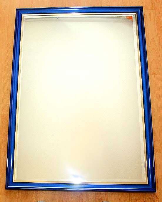 großer Wandspiegel m. blau Metallic Metall Rahmen H 108xB 78cm