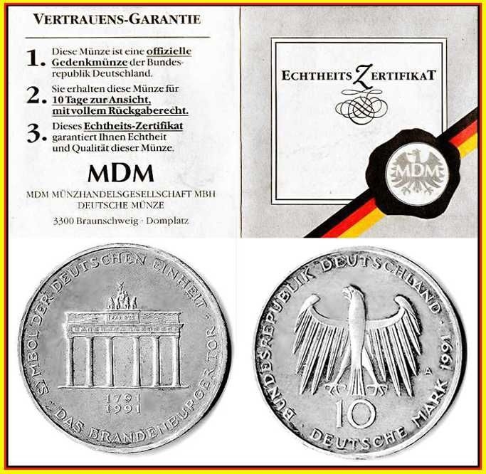** 200 Jahre Brandenburger Tor - 10 DM Silber Gedenkmünze - BRD