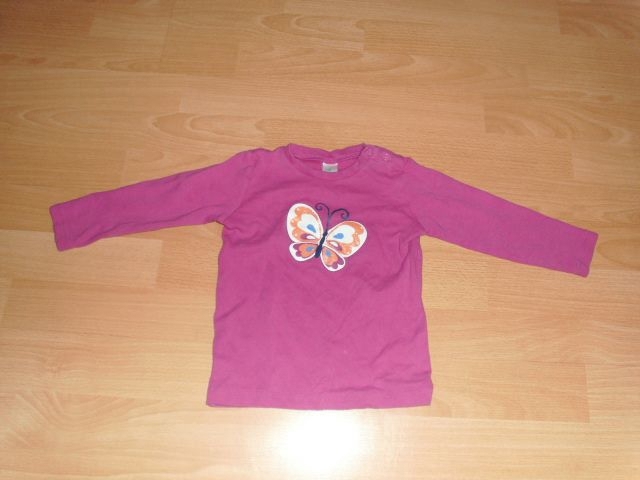 Langarmshirt von Topomini, pink mit Schmetterling, Gr. 86/92