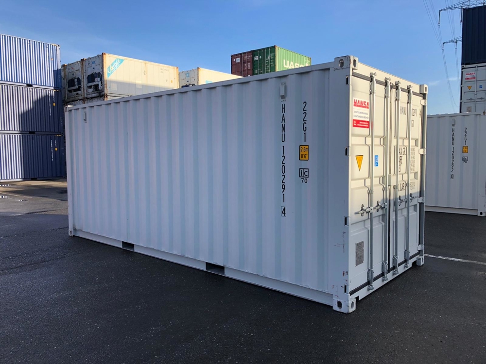 20 DV ONE WAY Container RAL7035 Lichtgrau Seecontainer Schuppen