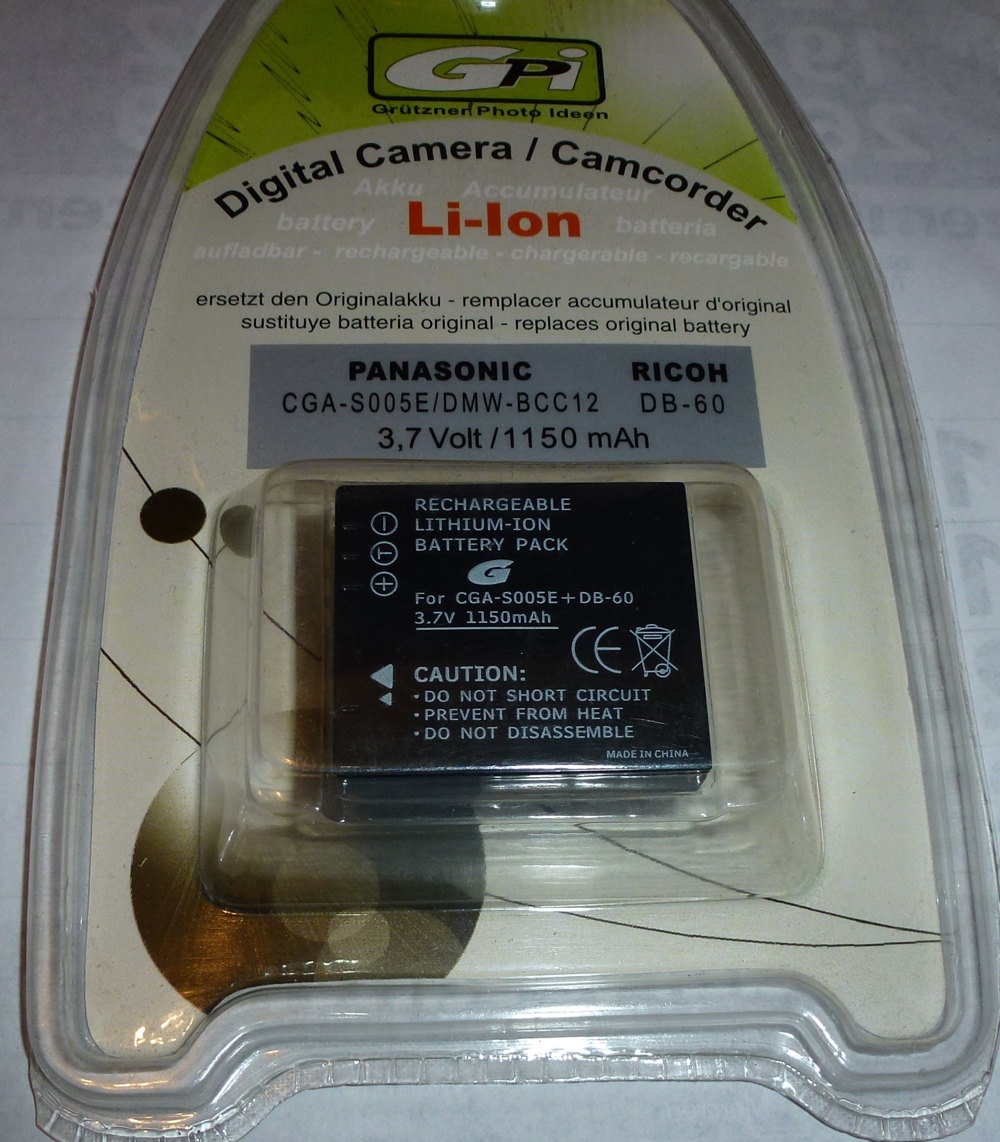 Digital Kamera Akku ersetzt PANASONIC CGA-S 005 RICOH DB-60 3.7 V 1150 mAh