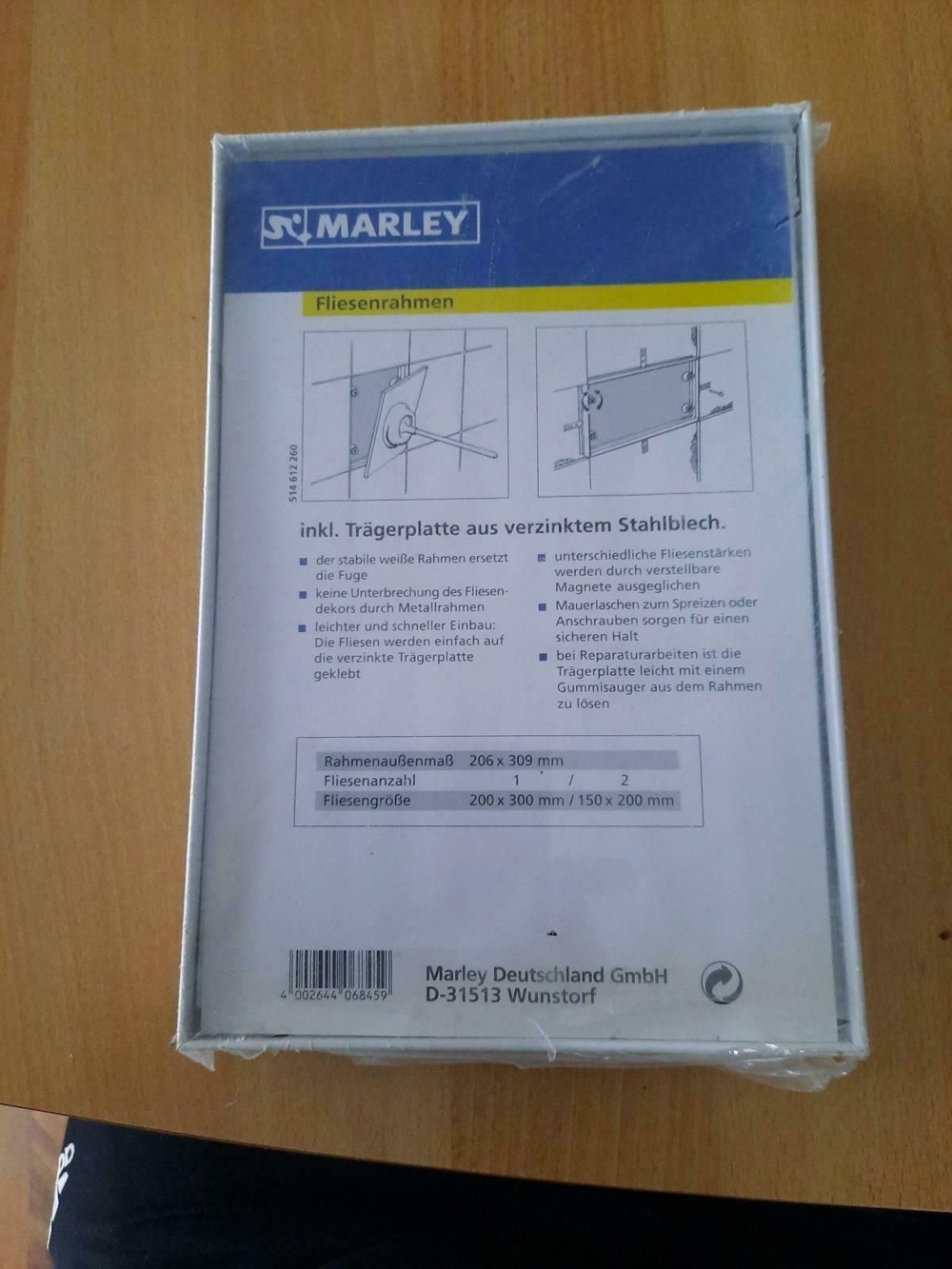 Marley Fliesenrahmen 206x309 mm für Fliesengröße 200x300 unbenutz