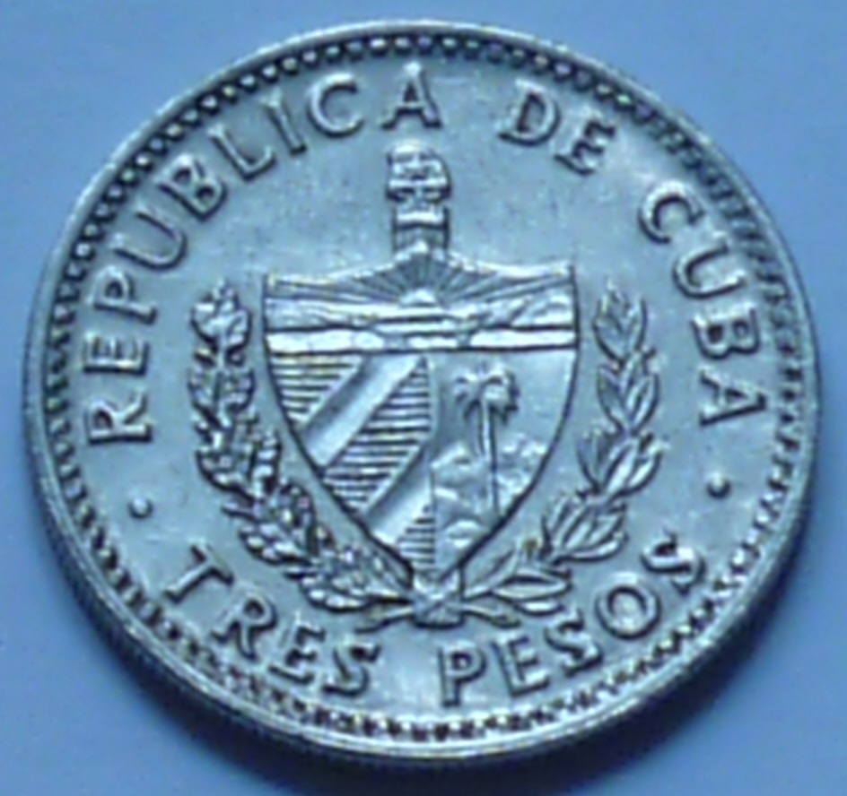 Münze Kuba 3 Pesos 1992