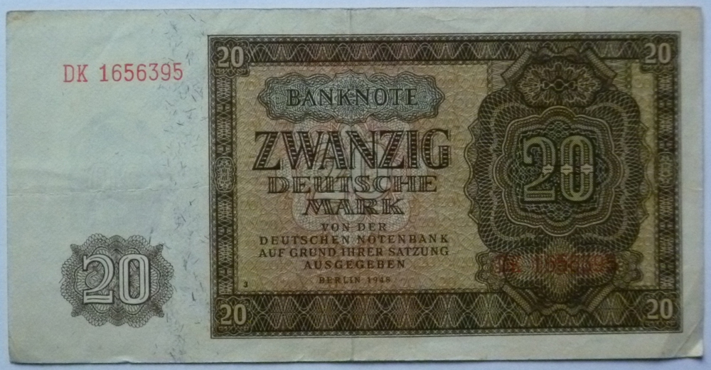 Banknote Geldschein SBZ 20 Deutsche Mark Berlin 1948