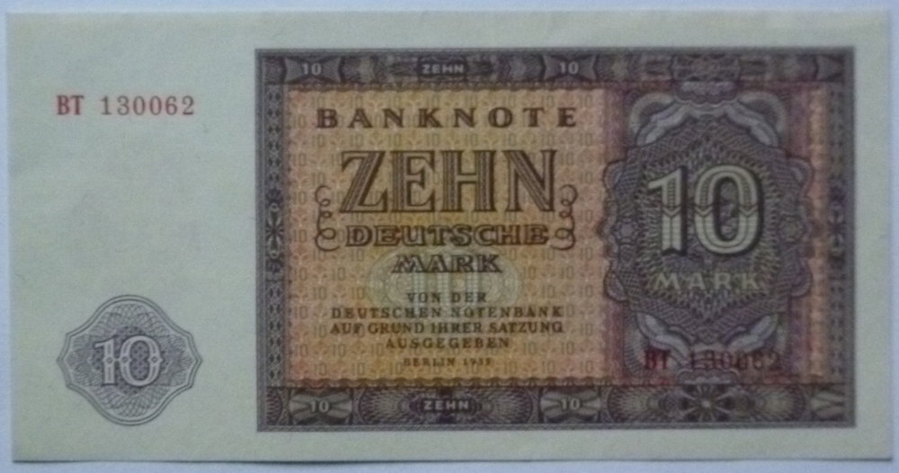 Banknote Geldschein DDR 10 Deutsche Mark Berlin 1955