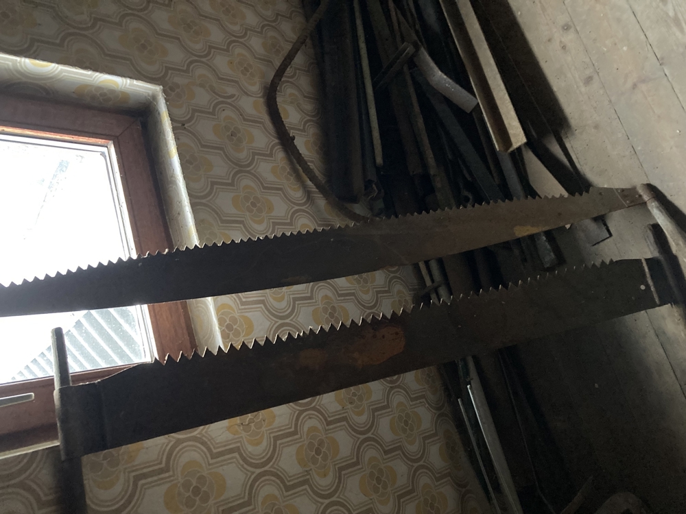 Antike Trummsäge -Zweimannzugsäge 