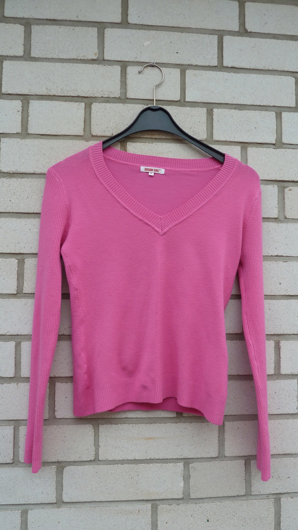 Pullover pink, V-Ausschnitt, Dream Girl, 90% Viskose, Gr. S