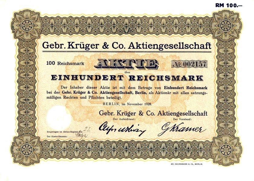 20 Historische Wertpapiere Dt. Reich Aktien 1906-1943