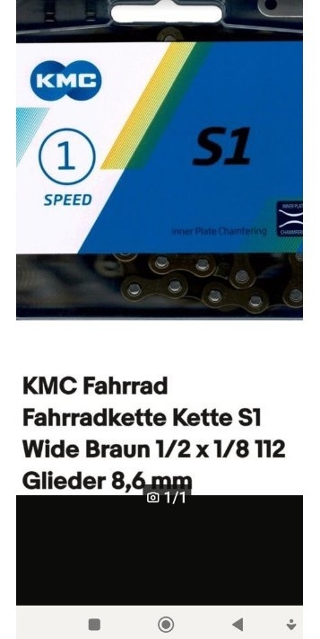 KMC Fahrradkette S1 Wide 1/2" x 1/8", 112 Glieder