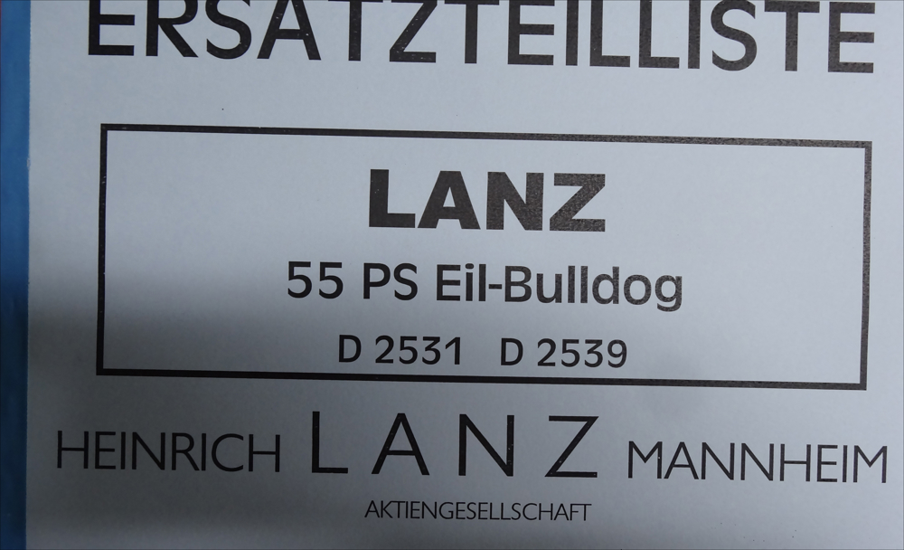 Lanz, D 2531, D 2539 Ersatzteilliste mit Explosionszeichnung