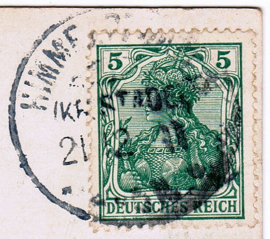 Briefmarke deutsches Reich Germania 5. auf AK no PayPal