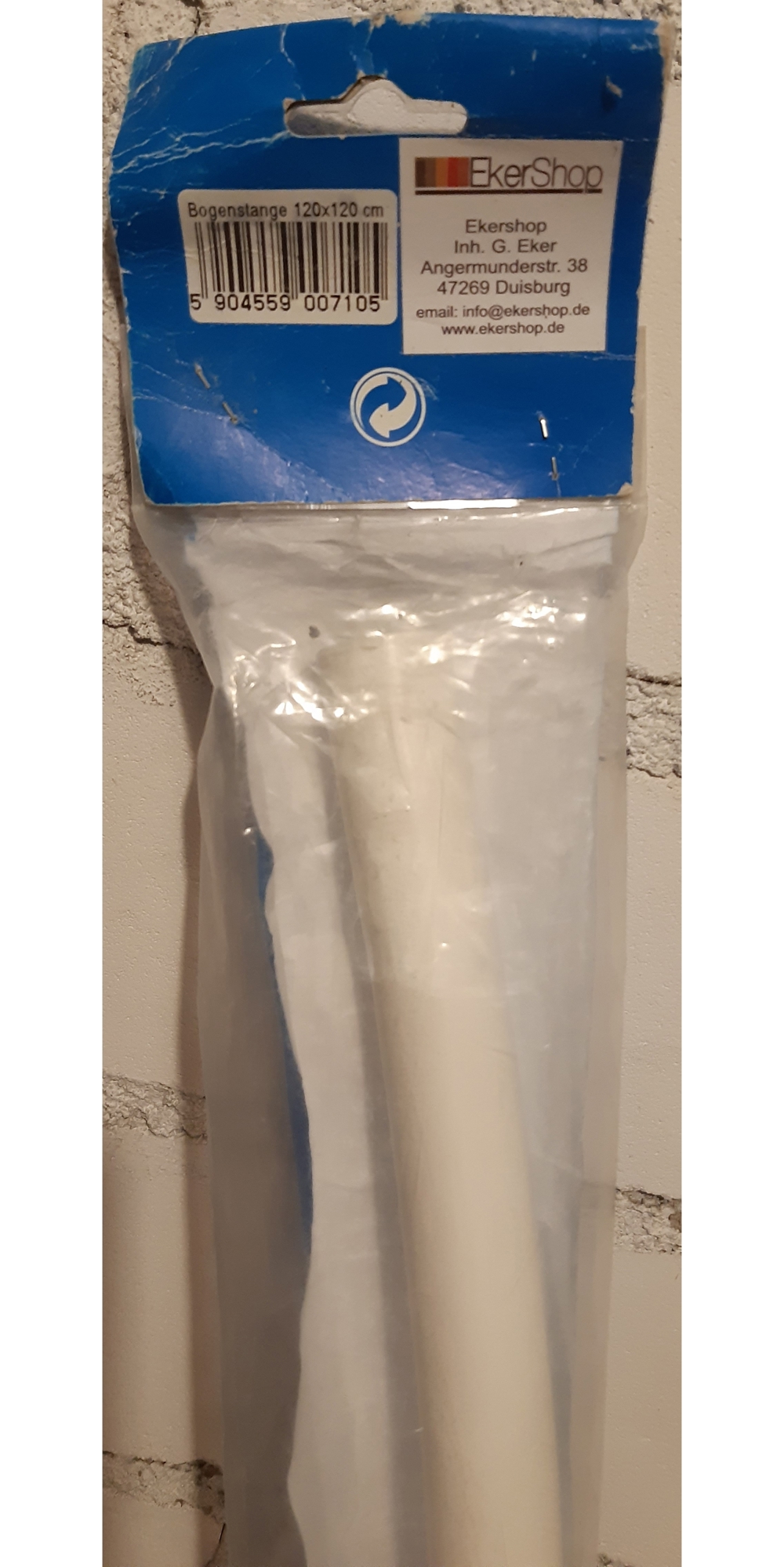 Bogenstange 120*120cm symmetrisch weiß, für (Bade- Dusch-)Vorhang