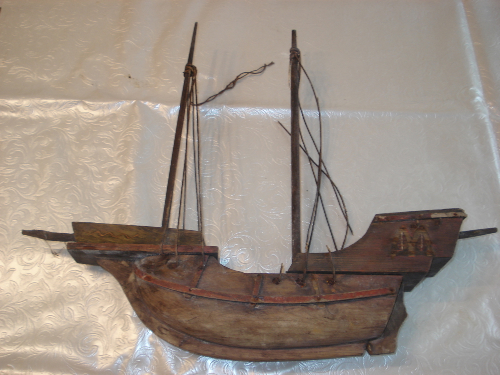 Antikes Holz Segelschiff restaurierungsbedürftig länge 50