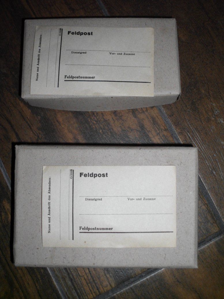 2 Stück originaler kleiner Karton für Feldpost WK2 für Sammler .