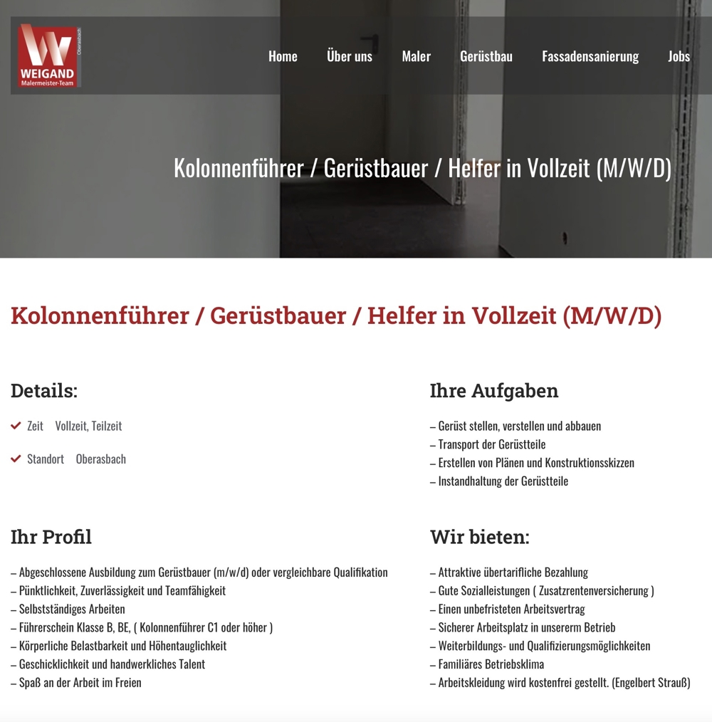 Kolonnenführer / Gerüstbauer / Helfer in Vollzeit (M/W/D)