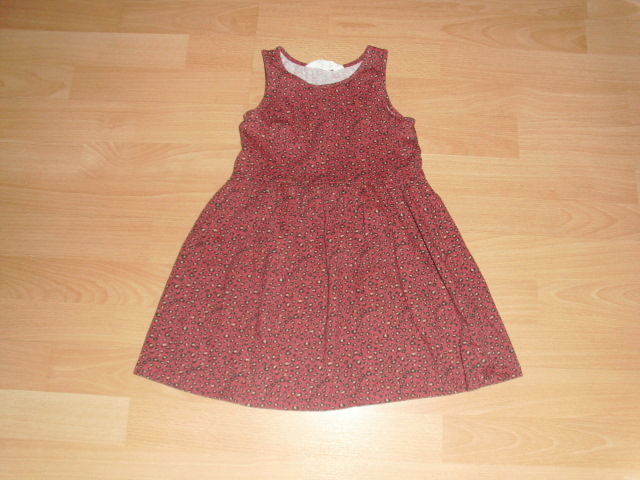 Kleid von H&M, dunkelrot mit Motiven, Gr. 110/116