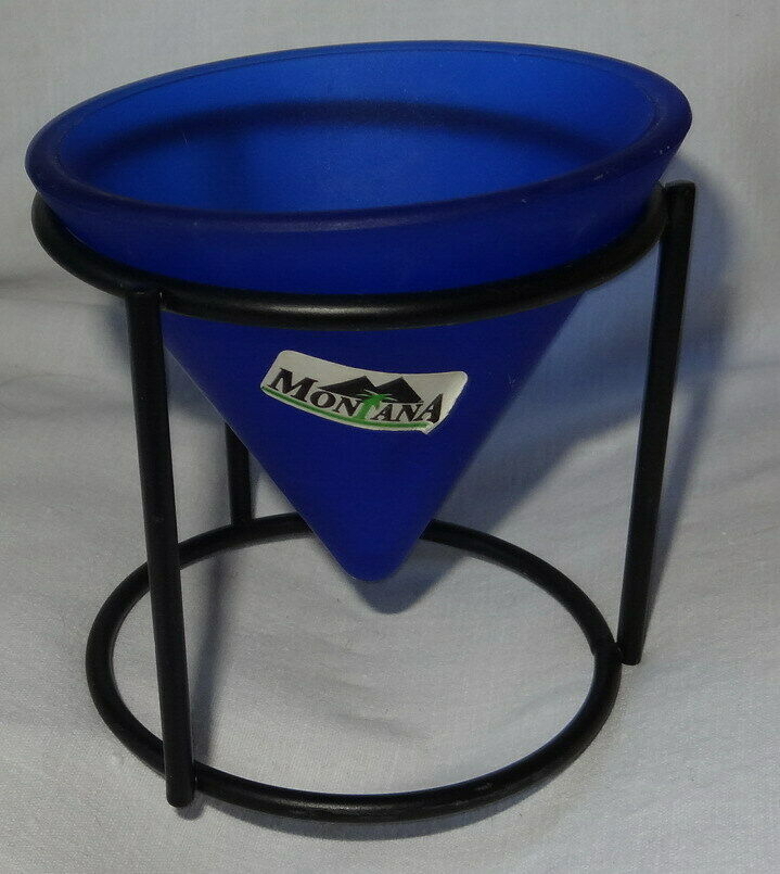 DP Montana Kerzenhalter Teelichthalter Glas blau Metall  9 H8,3 kaum benutzt einwandfrei Dekoration