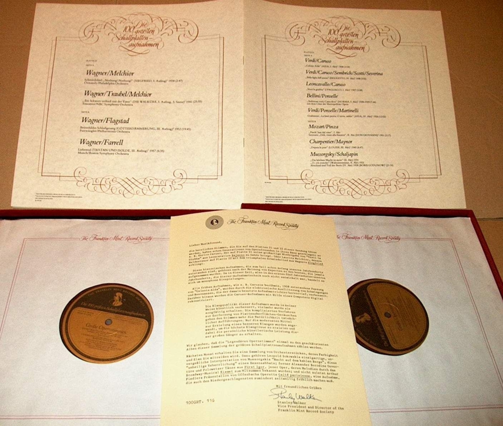B The Franklin Mint 2-Plattenalbum Nr.21+22 Legendäre Opernstimmen Vesti la Giubba Classik Sammlung