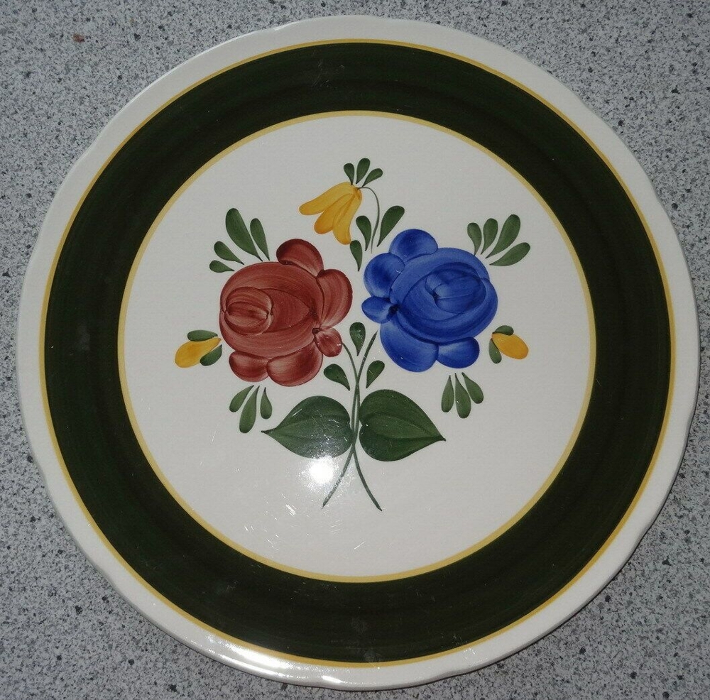 CS Villeroy& Boch Tortenplatte Bauernblume Handmalerei 34,5 cm Kuchenteller Porzellan gebraucht gutr